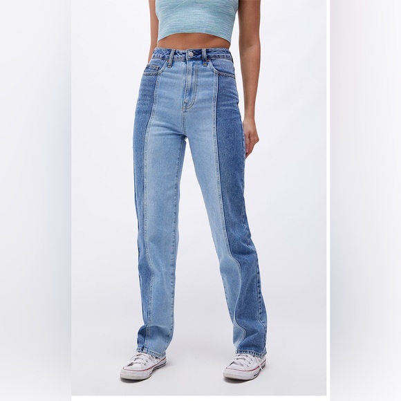 Pacsun Jeans women Eco Two-Tone '90s Boyfriend straight leg vintage‎ inspired 27 - Picture 2 of 13